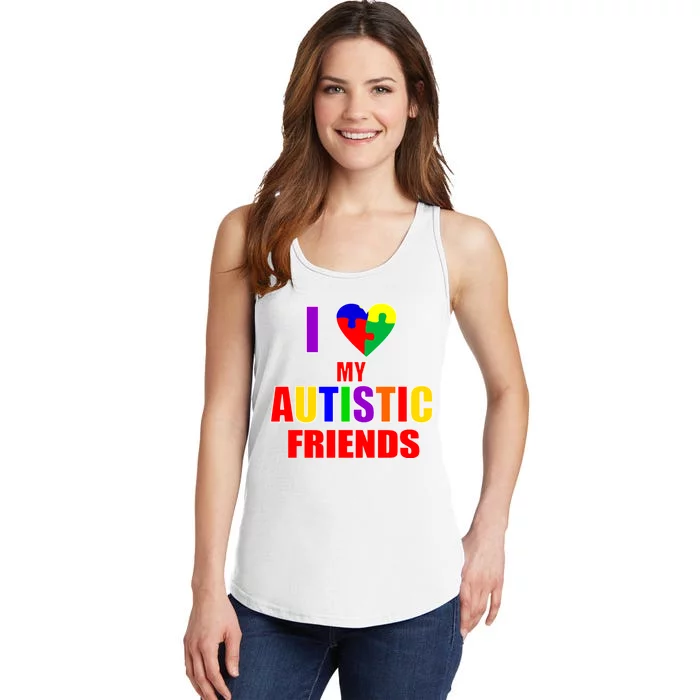 I Love My Autistic Friends Ladies Essential Tank