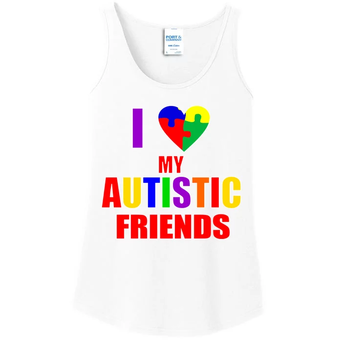 I Love My Autistic Friends Ladies Essential Tank