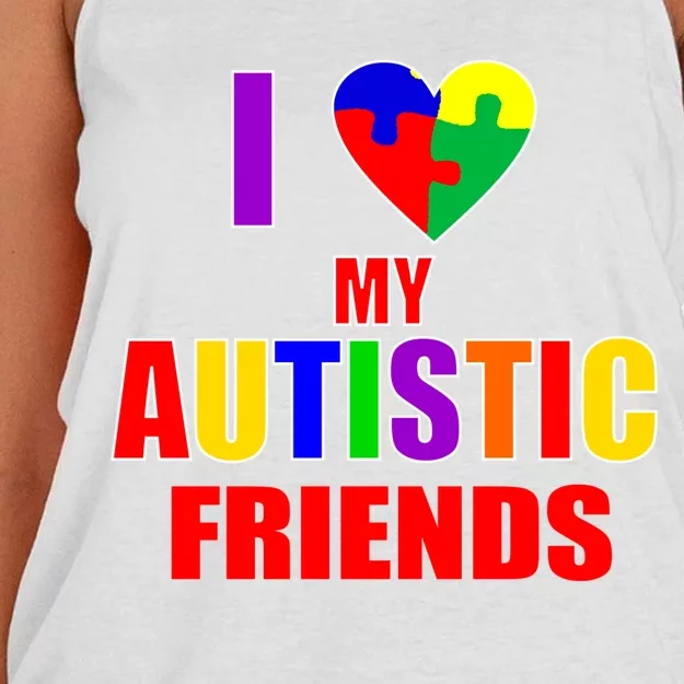 I Love My Autistic Friends Women's Knotted Racerback Tank