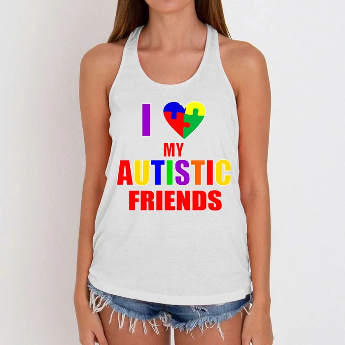 I Love My Autistic Friends Women's Knotted Racerback Tank