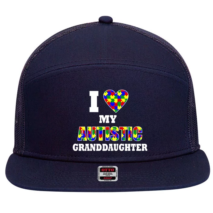 I Love My Autistic Granddaughter Autism 7 Panel Mesh Trucker Snapback Hat