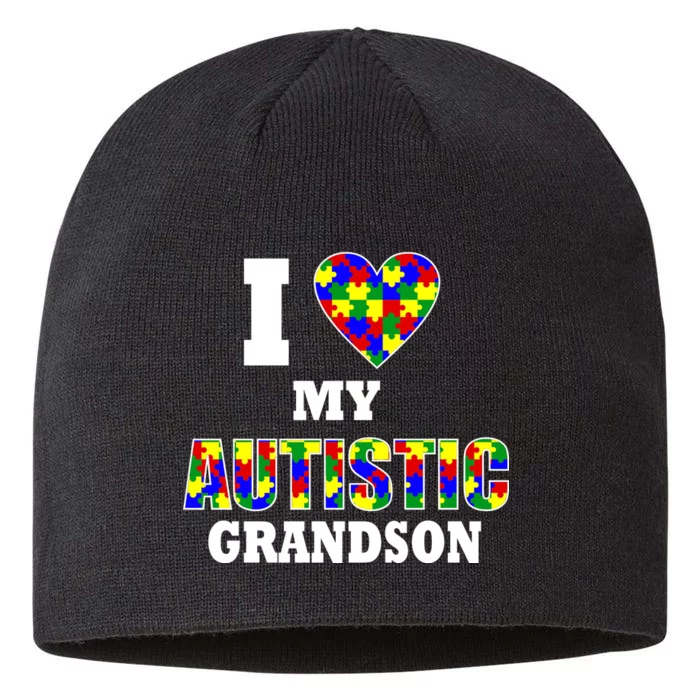 I Love My Autistic Grandson Autism 8 1/2in Sustainable Knit Beanie