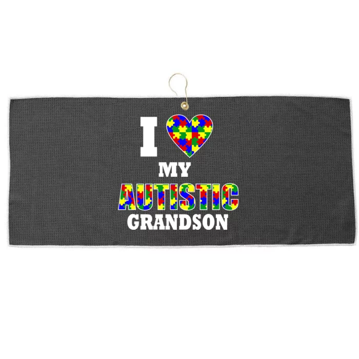 I Love My Autistic Grandson Autism Large Microfiber Waffle Golf Towel