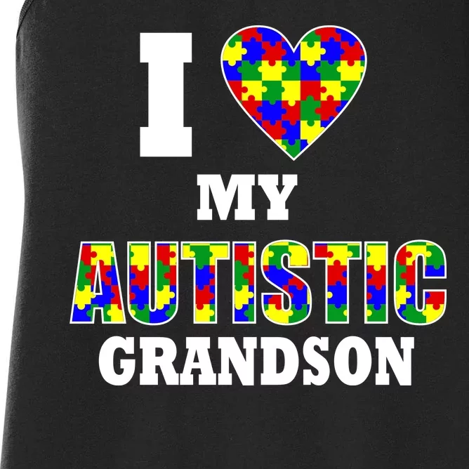 I Love My Autistic Grandson Autism Women's Racerback Tank