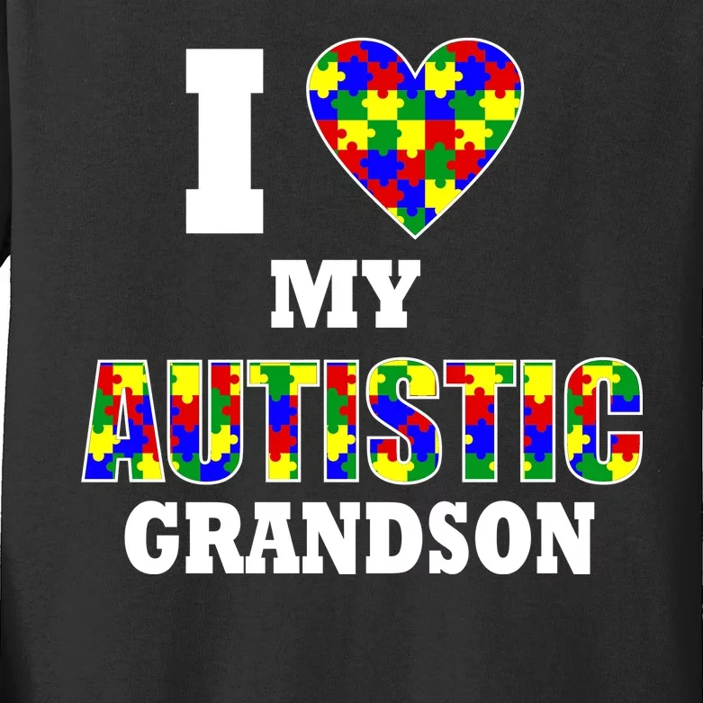 I Love My Autistic Grandson Autism Kids Long Sleeve Shirt