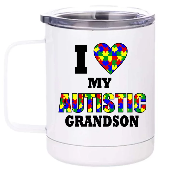 I Love My Autistic Grandson Autism Front & Back 12oz Stainless Steel Tumbler Cup