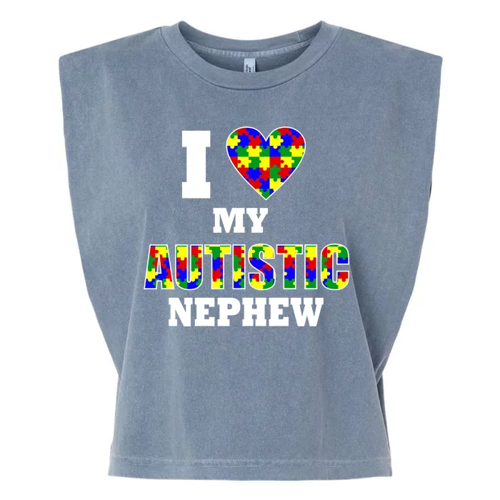 I Love My Autistic Nephew Autism Garment-Dyed Women's Muscle Tee