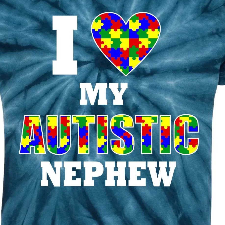 I Love My Autistic Nephew Autism Kids Tie-Dye T-Shirt