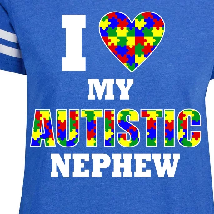 I Love My Autistic Nephew Autism Enza Ladies Jersey Football T-Shirt