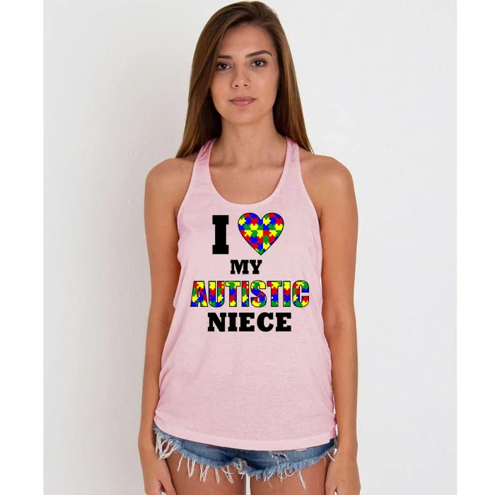 I Love My Autistic Niece Autism Women's Knotted Racerback Tank