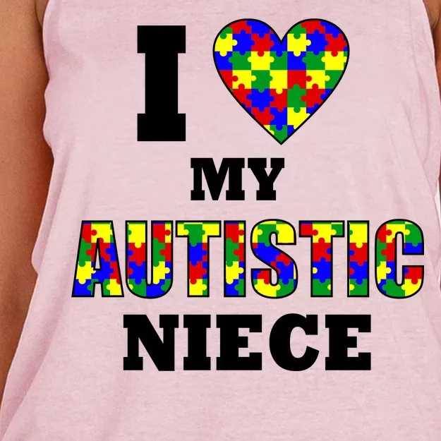 I Love My Autistic Niece Autism Women's Knotted Racerback Tank