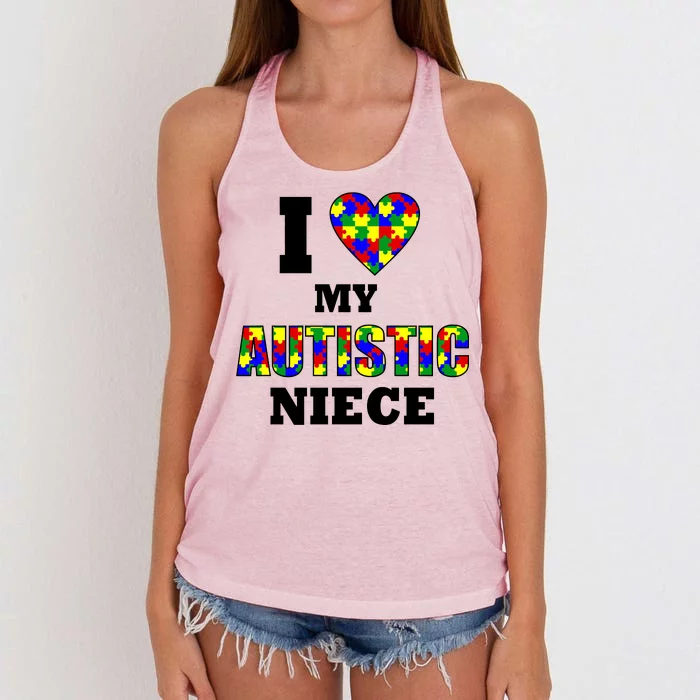 I Love My Autistic Niece Autism Women's Knotted Racerback Tank