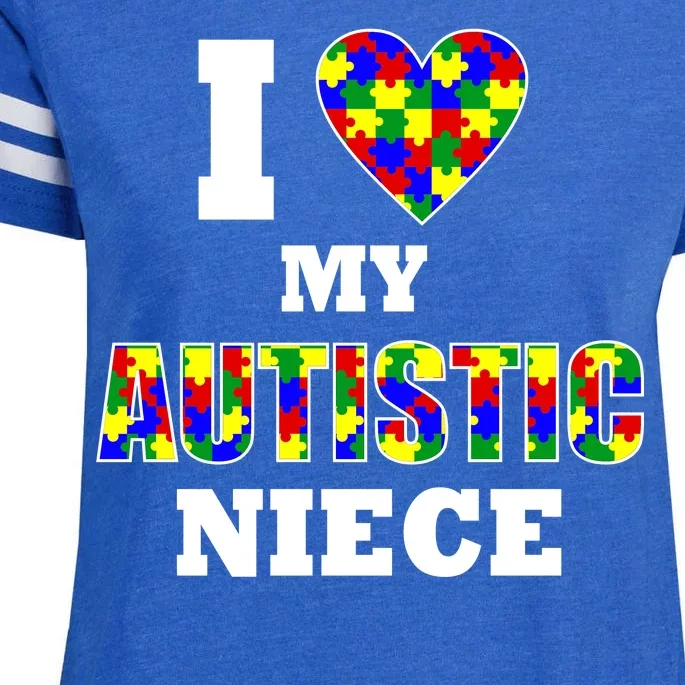 I Love My Autistic Niece Autism Enza Ladies Jersey Football T-Shirt