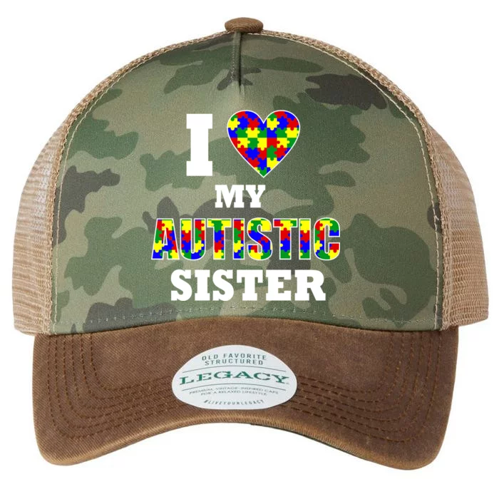 I Love My Autistic Sister Autism Legacy Tie Dye Trucker Hat