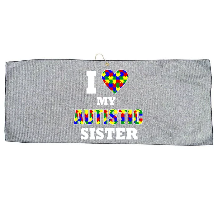 I Love My Autistic Sister Autism Large Microfiber Waffle Golf Towel