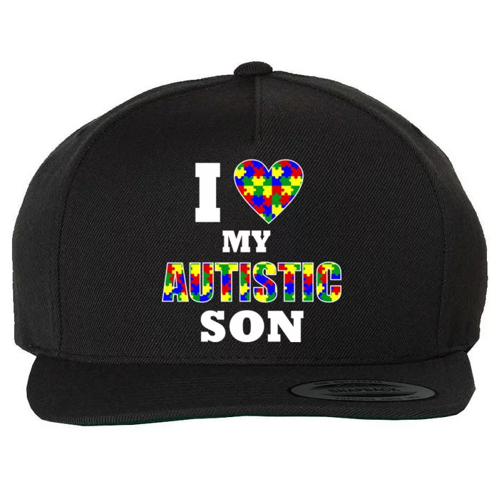 I Love My Autistic Son Autism Wool Snapback Cap