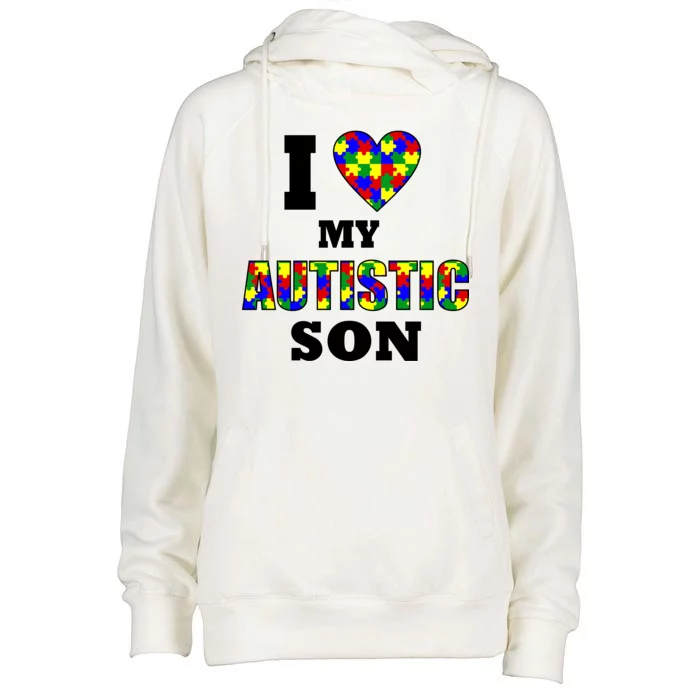 I Love My Autistic Son Autism Womens Funnel Neck Pullover Hood