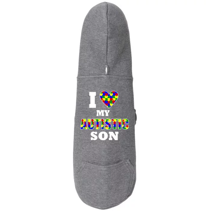 I Love My Autistic Son Autism Doggie 3-End Fleece Hoodie