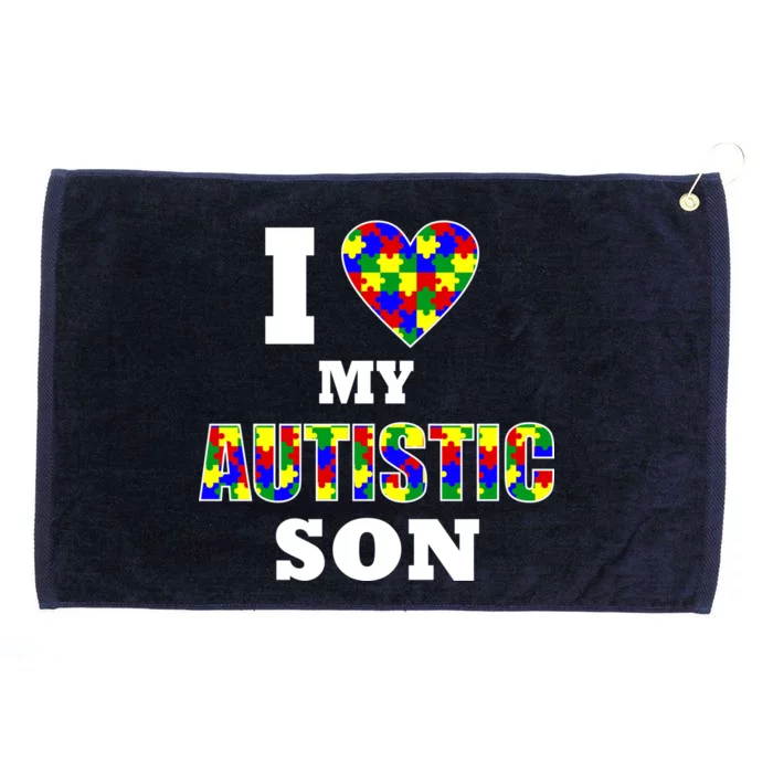 I Love My Autistic Son Autism Grommeted Golf Towel