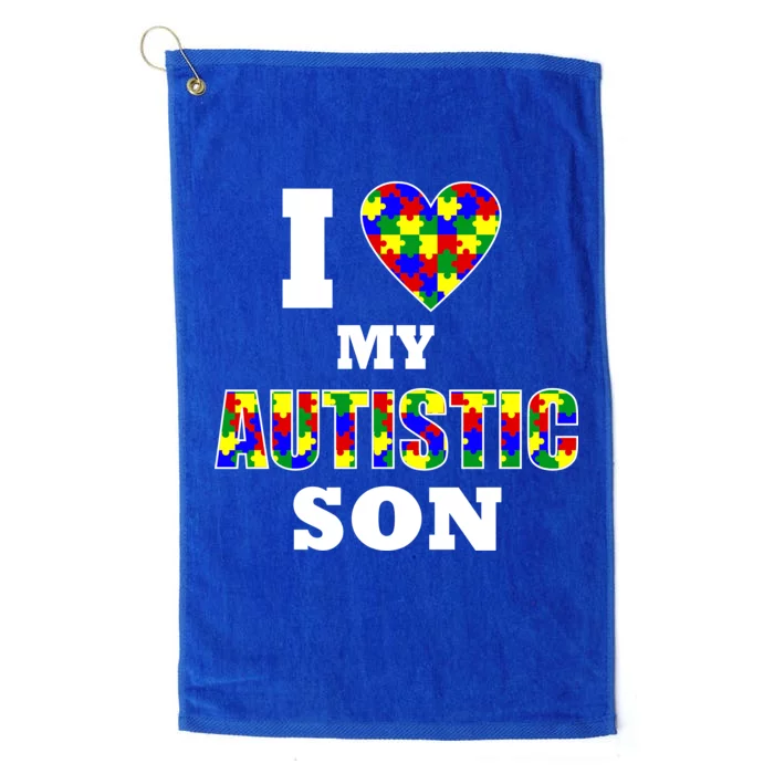 I Love My Autistic Son Autism Platinum Collection Golf Towel