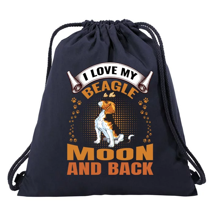 I Love My Beagle To The Moon and Back Drawstring Bag