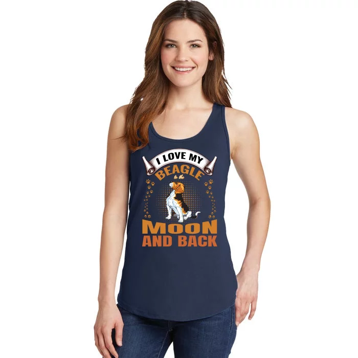 I Love My Beagle To The Moon and Back Ladies Essential Tank