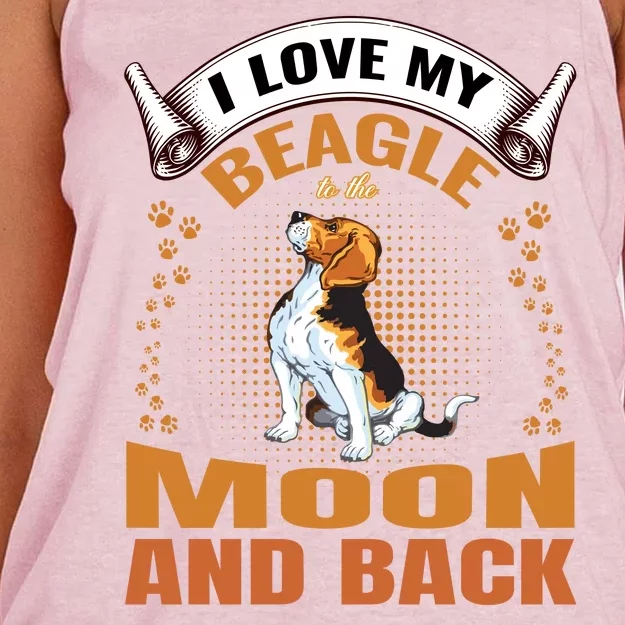 I Love My Beagle To The Moon and Back Women's Knotted Racerback Tank