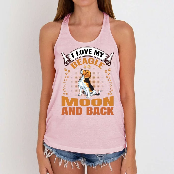 I Love My Beagle To The Moon and Back Women's Knotted Racerback Tank