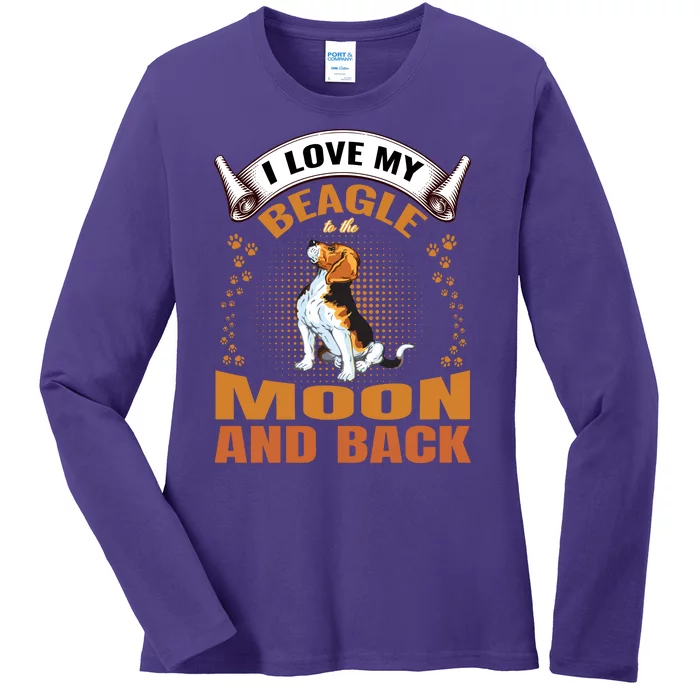 I Love My Beagle To The Moon and Back Ladies Long Sleeve Shirt