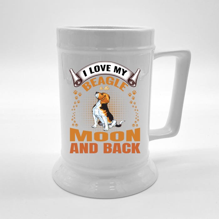 I Love My Beagle To The Moon and Back Front & Back Beer Stein