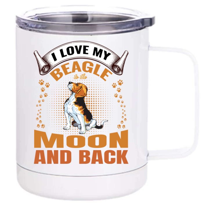 I Love My Beagle To The Moon and Back Front & Back 12oz Stainless Steel Tumbler Cup