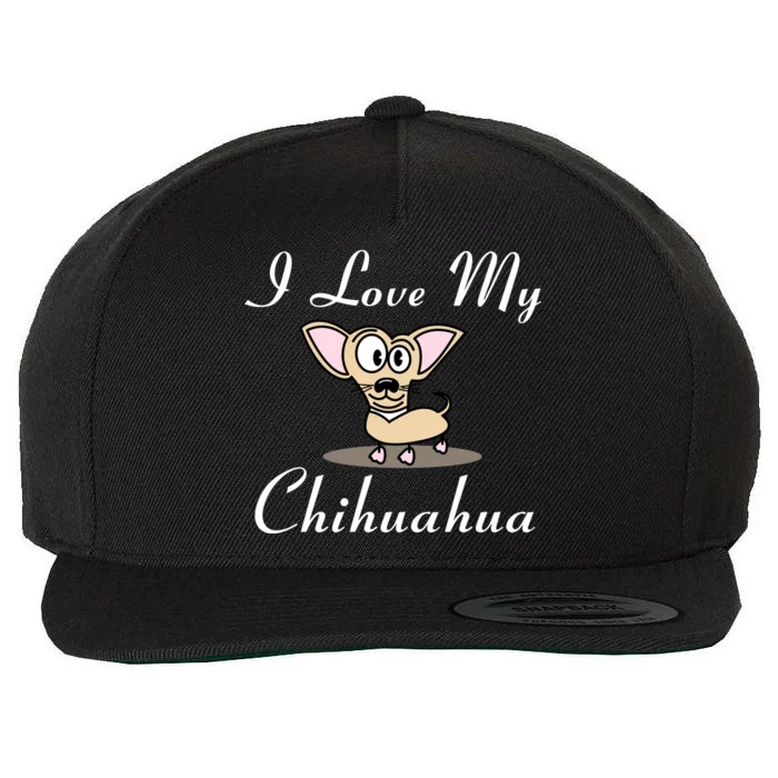 I Love My Chihuahua Wool Snapback Cap