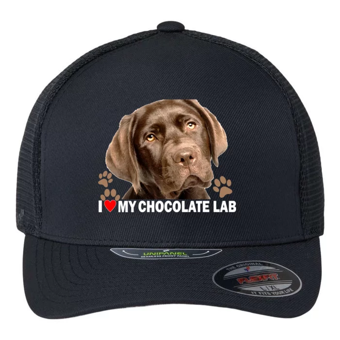 I Love My Chocolate Lab Flexfit Unipanel Trucker Cap