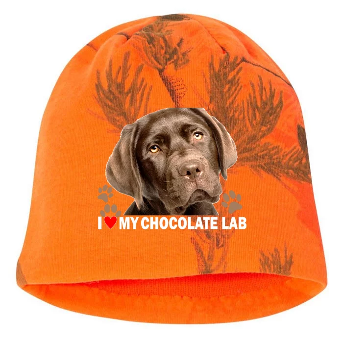 I Love My Chocolate Lab Kati - Camo Knit Beanie