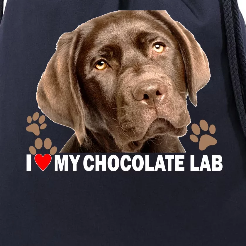 I Love My Chocolate Lab Drawstring Bag