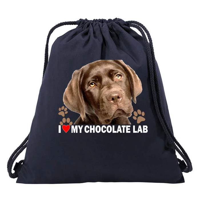 I Love My Chocolate Lab Drawstring Bag