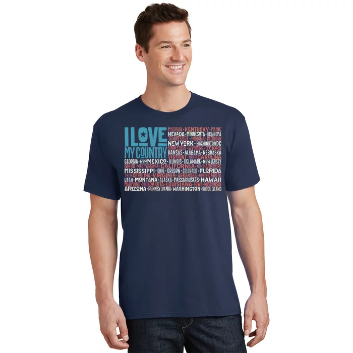 I Love My Country USA State Flag T-Shirt