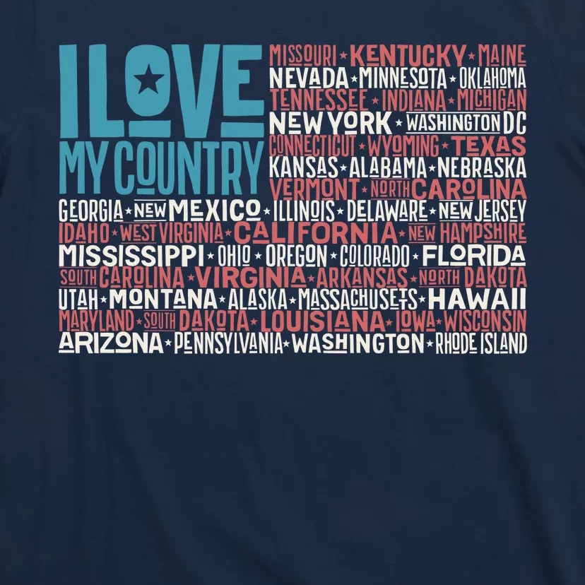 I Love My Country USA State Flag T-Shirt