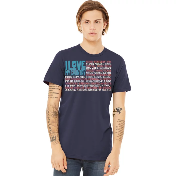 I Love My Country USA State Flag Premium T-Shirt