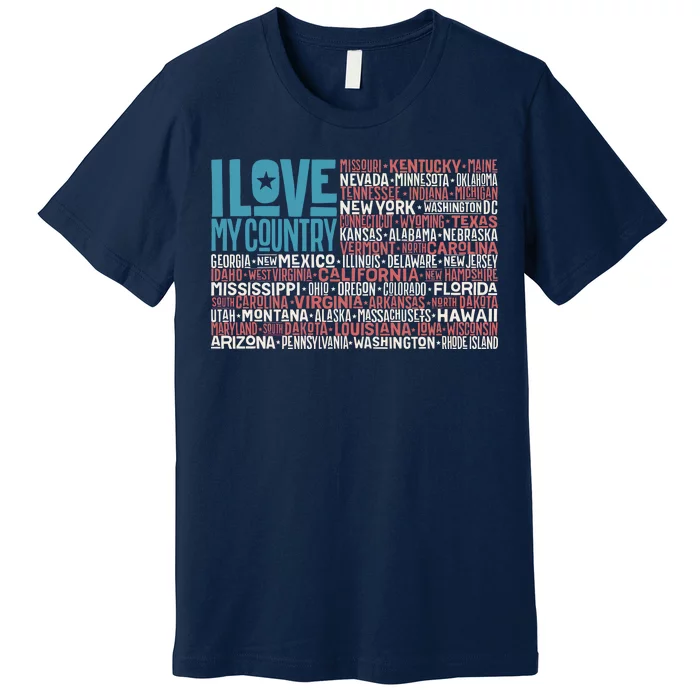 I Love My Country USA State Flag Premium T-Shirt