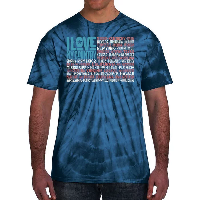 I Love My Country USA State Flag Tie-Dye T-Shirt