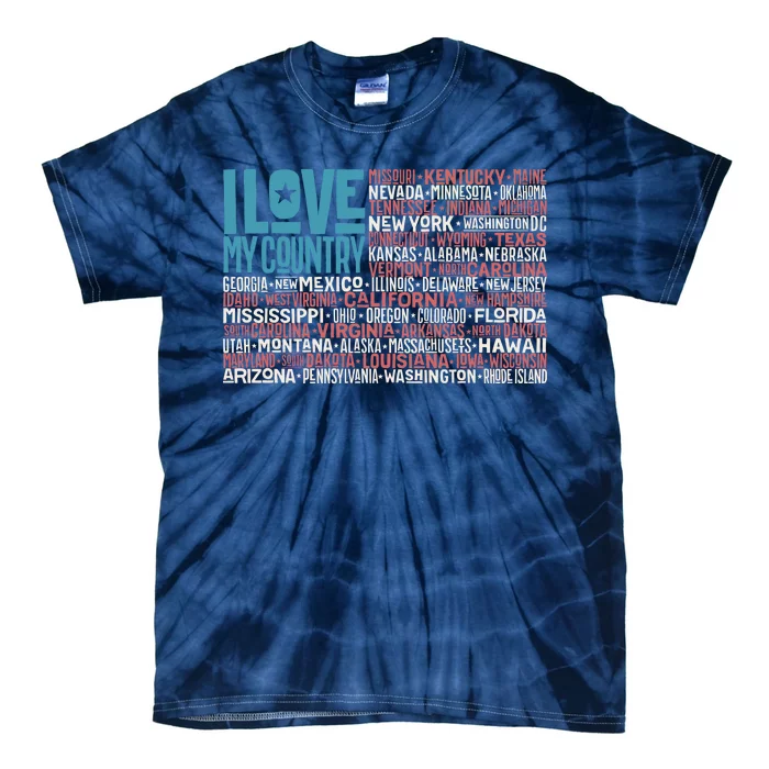 I Love My Country USA State Flag Tie-Dye T-Shirt