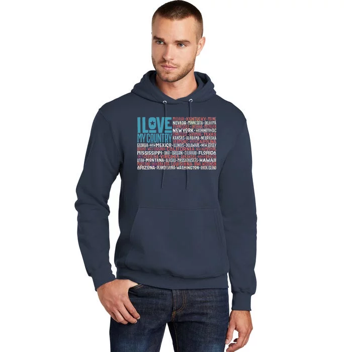 I Love My Country USA State Flag Tall Hoodie