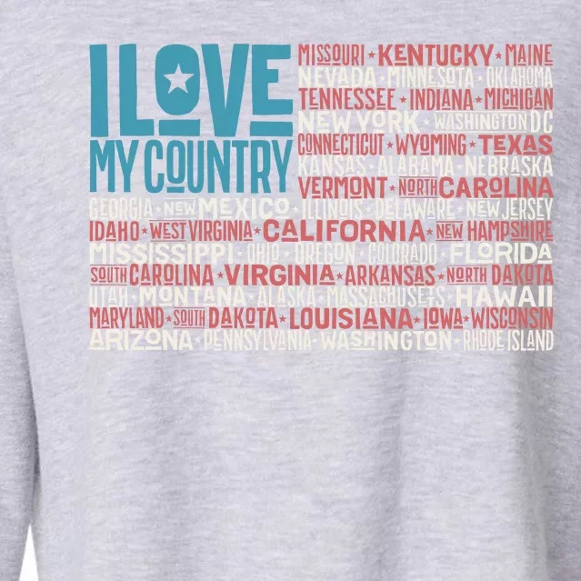 I Love My Country USA State Flag Cropped Pullover Crew