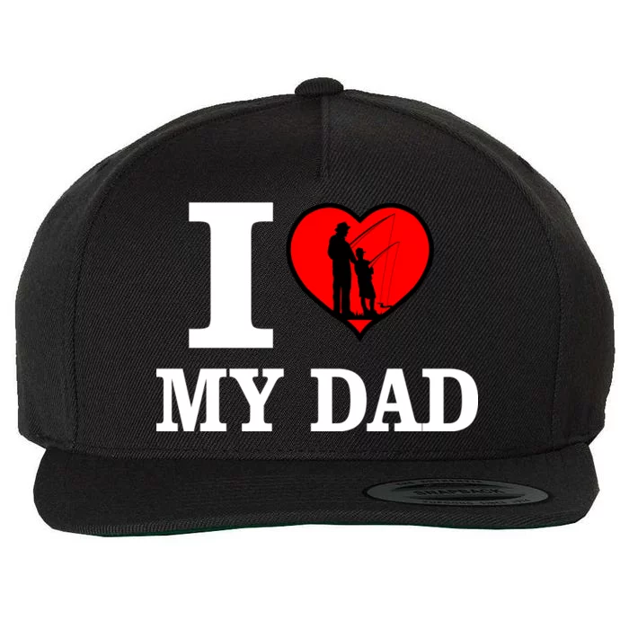 I Love My Dad Heart Wool Snapback Cap