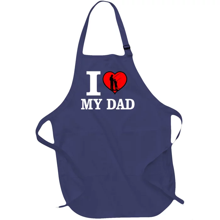 I Love My Dad Heart Full-Length Apron With Pocket