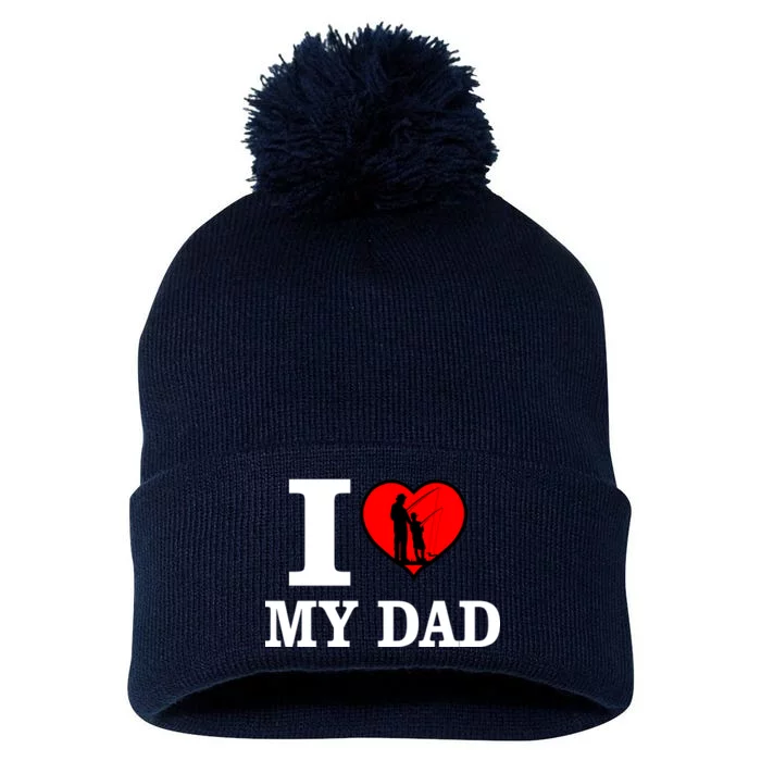 I Love My Dad Heart Pom Pom 12in Knit Beanie