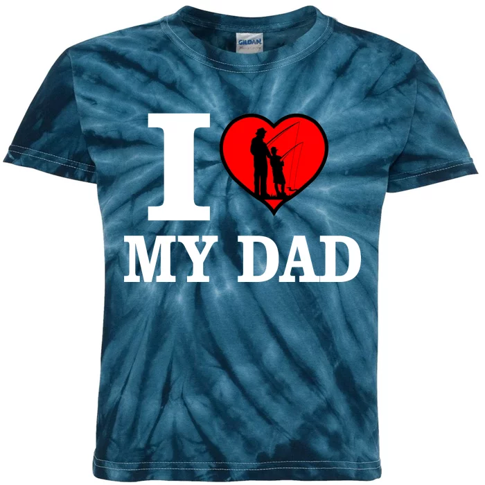 I Love My Dad Heart Kids Tie-Dye T-Shirt