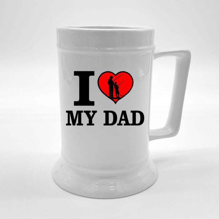 I Love My Dad Heart Front & Back Beer Stein