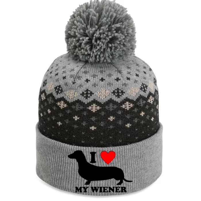 I Love My Wiener The Baniff Cuffed Pom Beanie